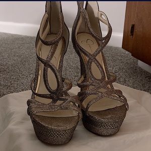 Rose gold platform heels size us 8